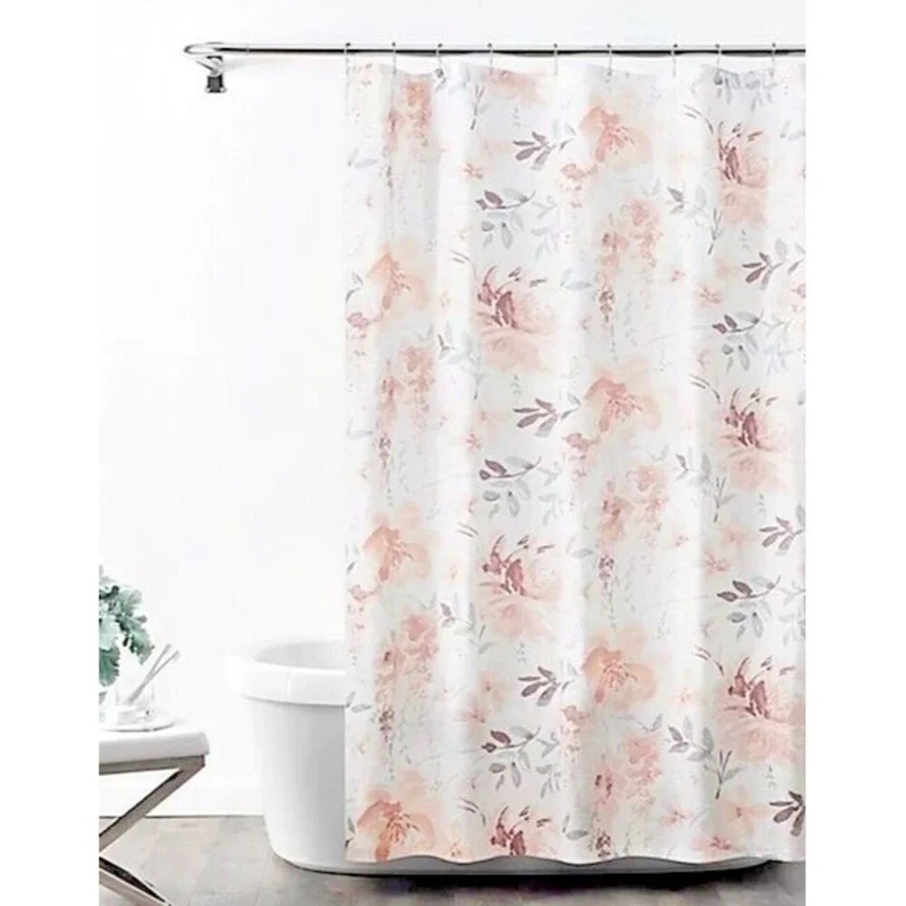 Croscill Liana Fabric Shower Curtain Bath White Floral 100% Cotton 72x72